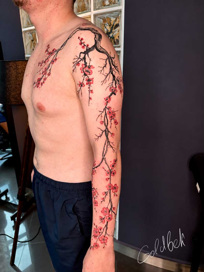 Sleave Flower Tattoo